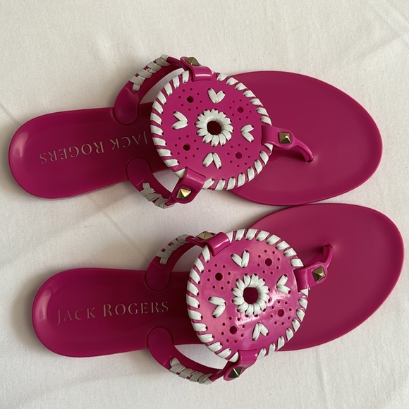 Jack Rogers pink and white rubber thong sandals - Picture 2 of 6